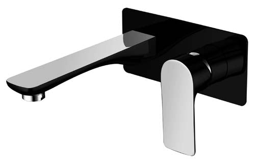 Sleek Wall Mixer With Outlet (Black / Chrome)
